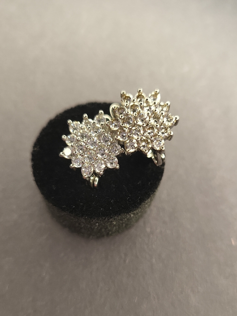 Sterling Silver CZ Cluster Earrings